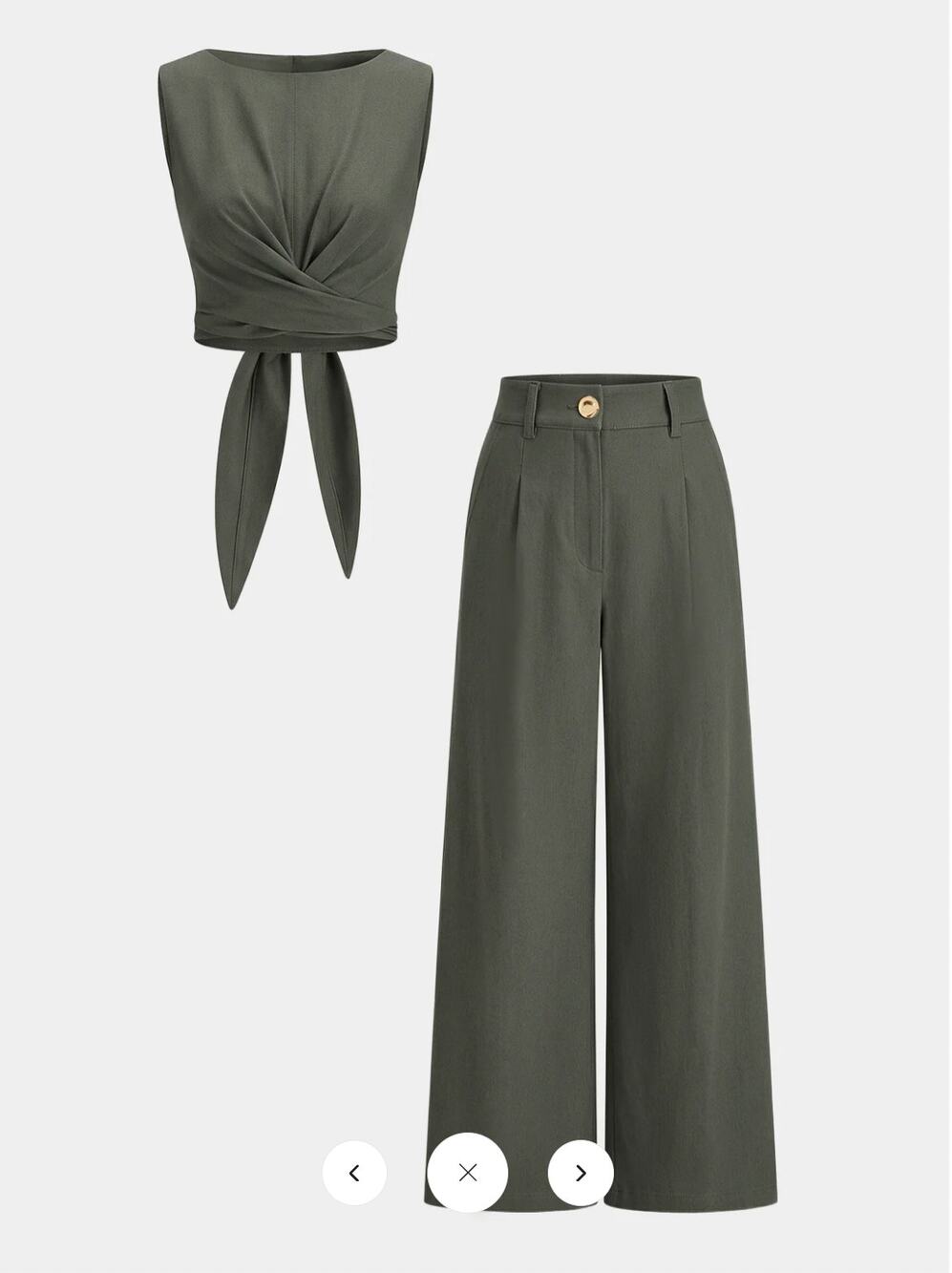 NWT Commense Cross-Tie Crop Top & Wide-Leg Pants Set Sz S